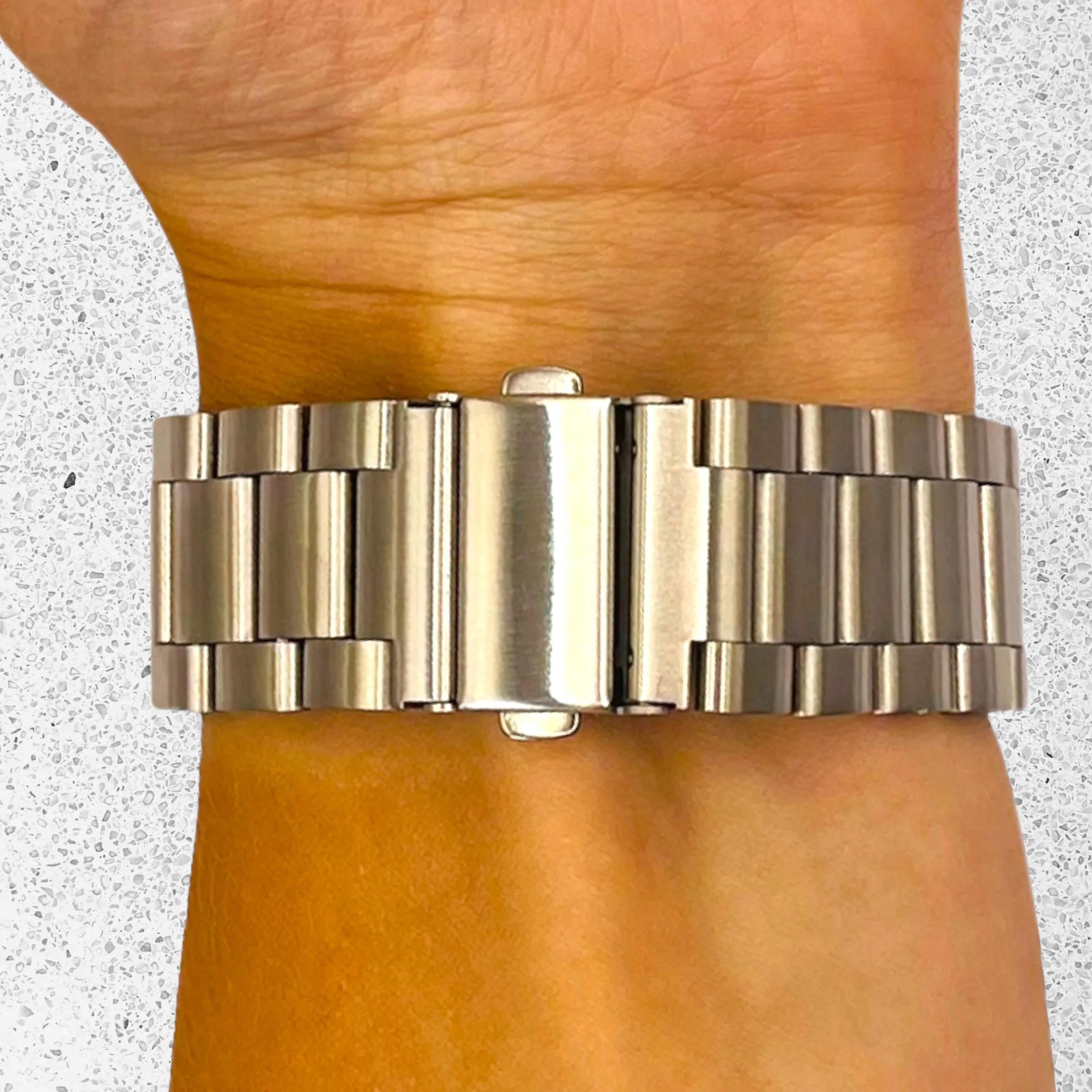 Stainless Steel Link Watch Strap Compatible with the Garmin Forerunner 165