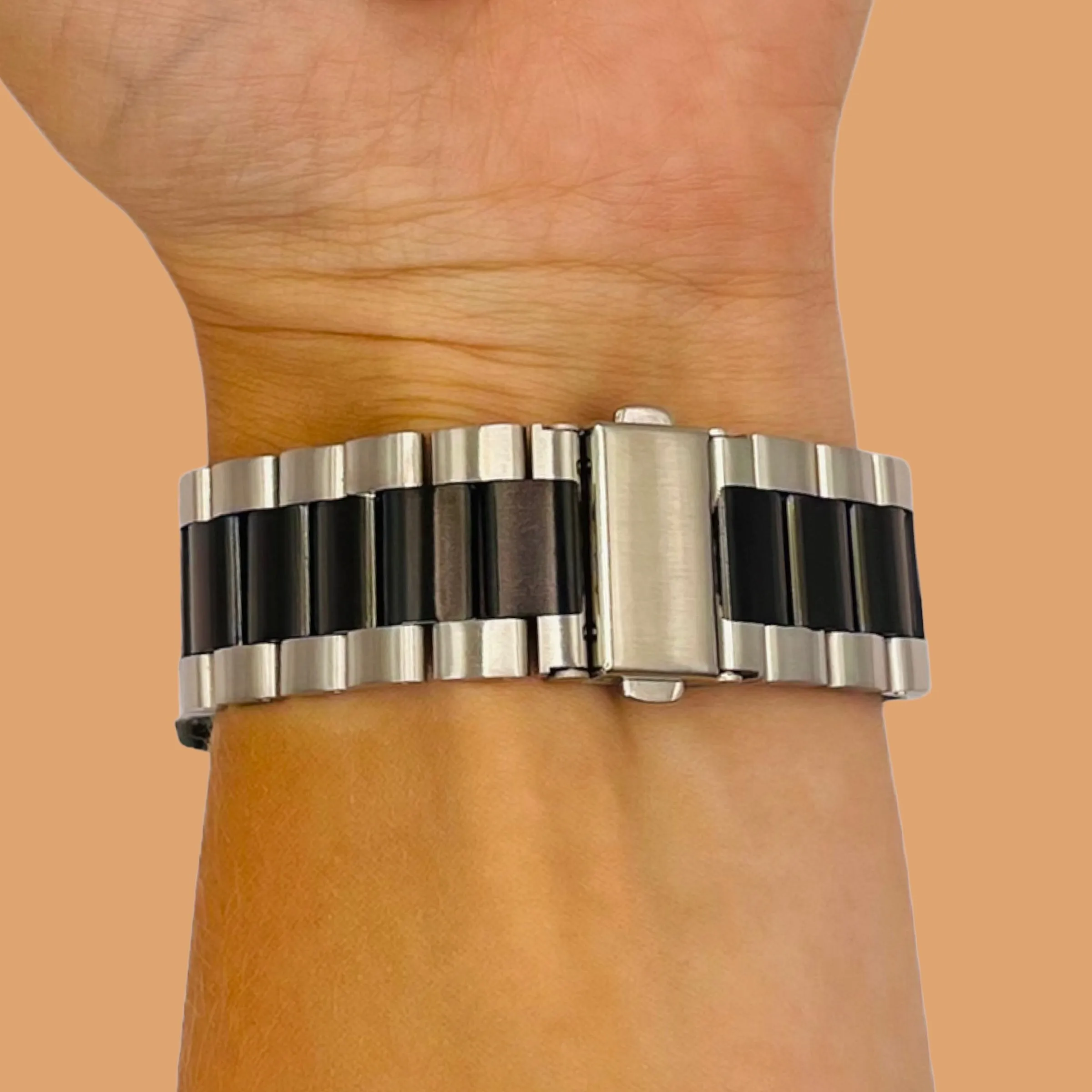 Stainless Steel Link Watch Strap Compatible with the Garmin Forerunner 165