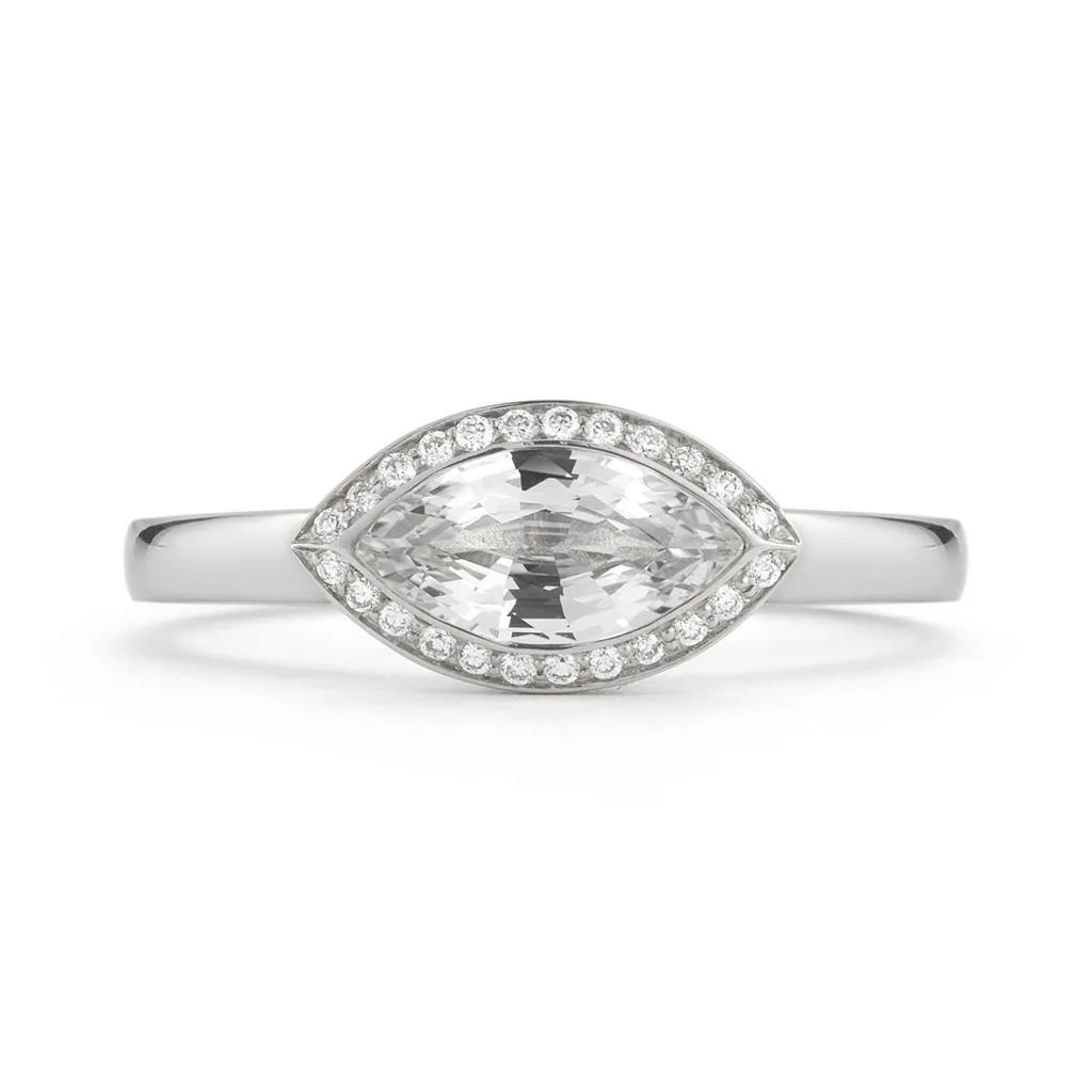 Steller Marquise White Sapphire Engagement Ring