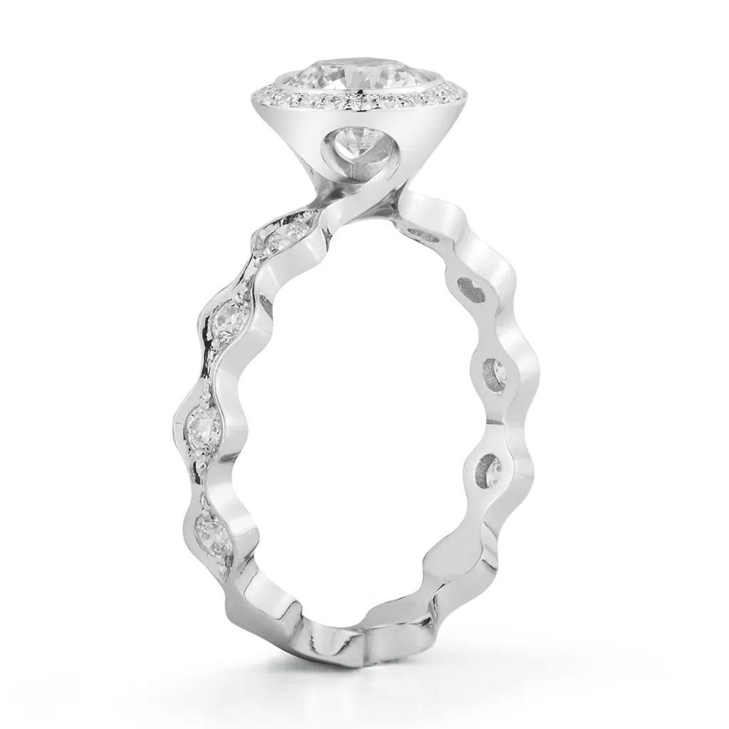 Steller Vibe Diamond Stacking Engagement Ring with Diamond Bezel