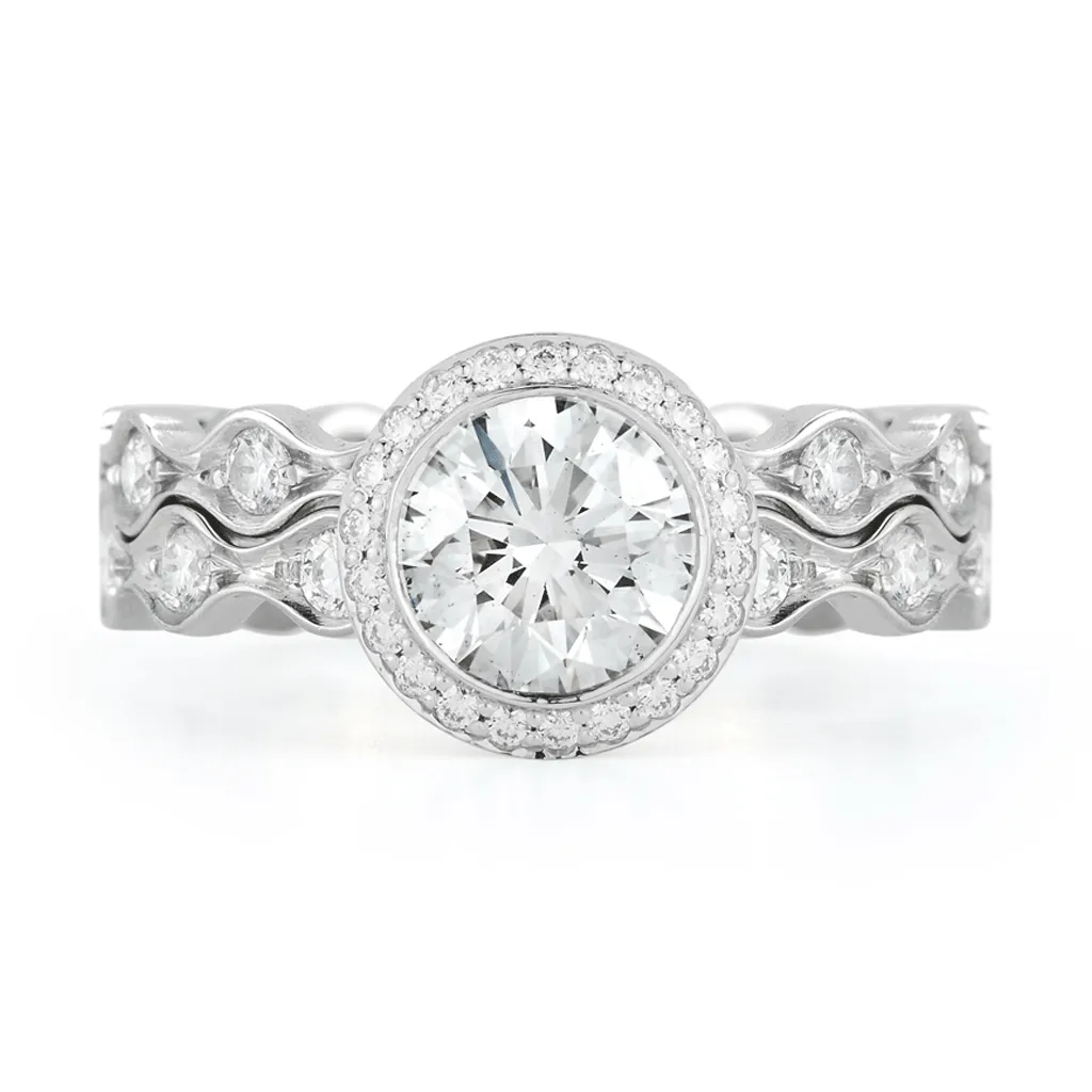 Steller Vibe Diamond Stacking Engagement Ring with Diamond Bezel