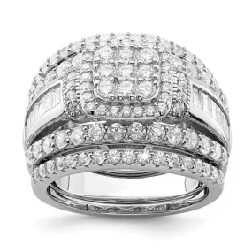 Sterling Silver 3-Piece CZ Multi Stone Wedding Ring Set