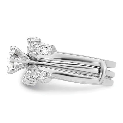 Sterling Silver 3 Piece CZ Round Center Promise Wedding Ring Set