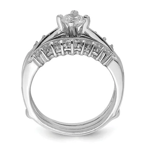 Sterling Silver 3 Piece CZ Round Center Promise Wedding Ring Set