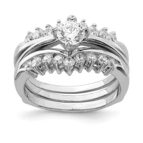 Sterling Silver 3 Piece CZ Round Center Promise Wedding Ring Set