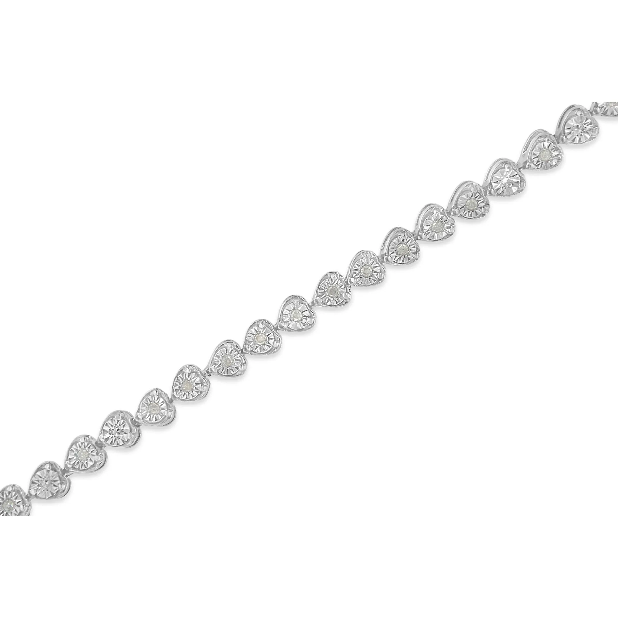 Sterling Silver Diamond Heart Tennis Link Bracelet (1/4 cttw, I-J Color, I3 Clarity)