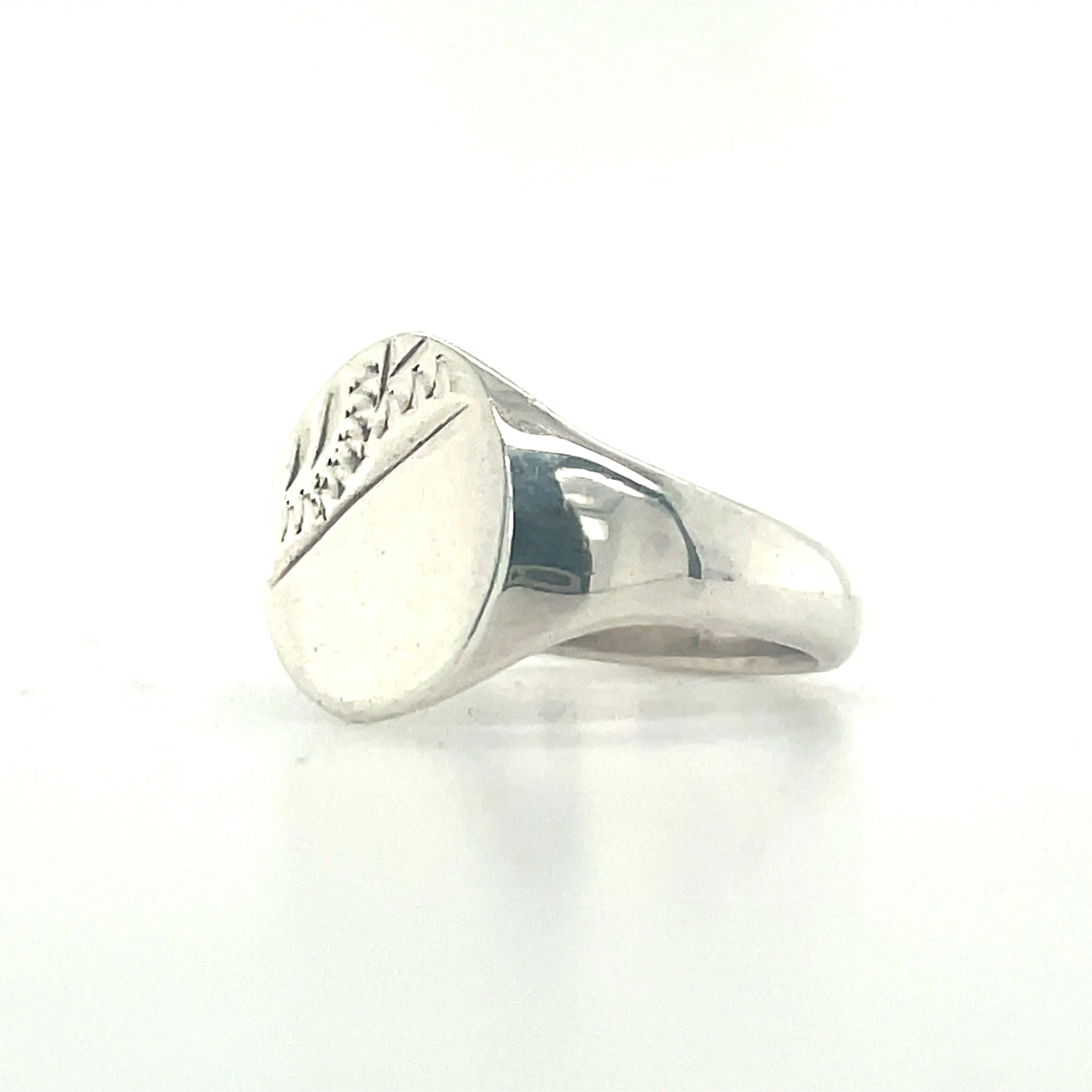 Sterling Silver Engraved Oval Signet Ring