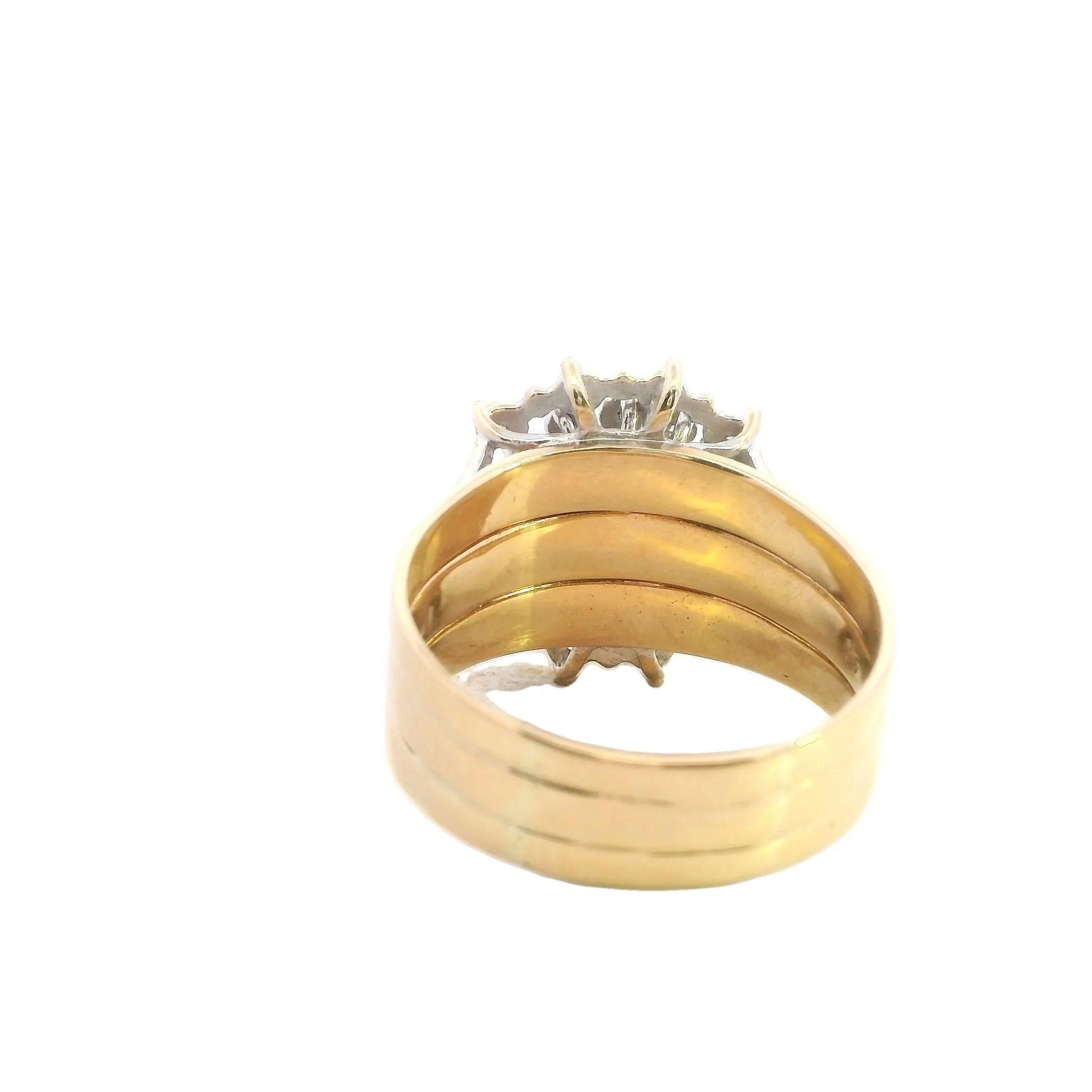 Stunning Yellow & White Gold Diamond Wedding Ring Set - Triple Band Ilusion
