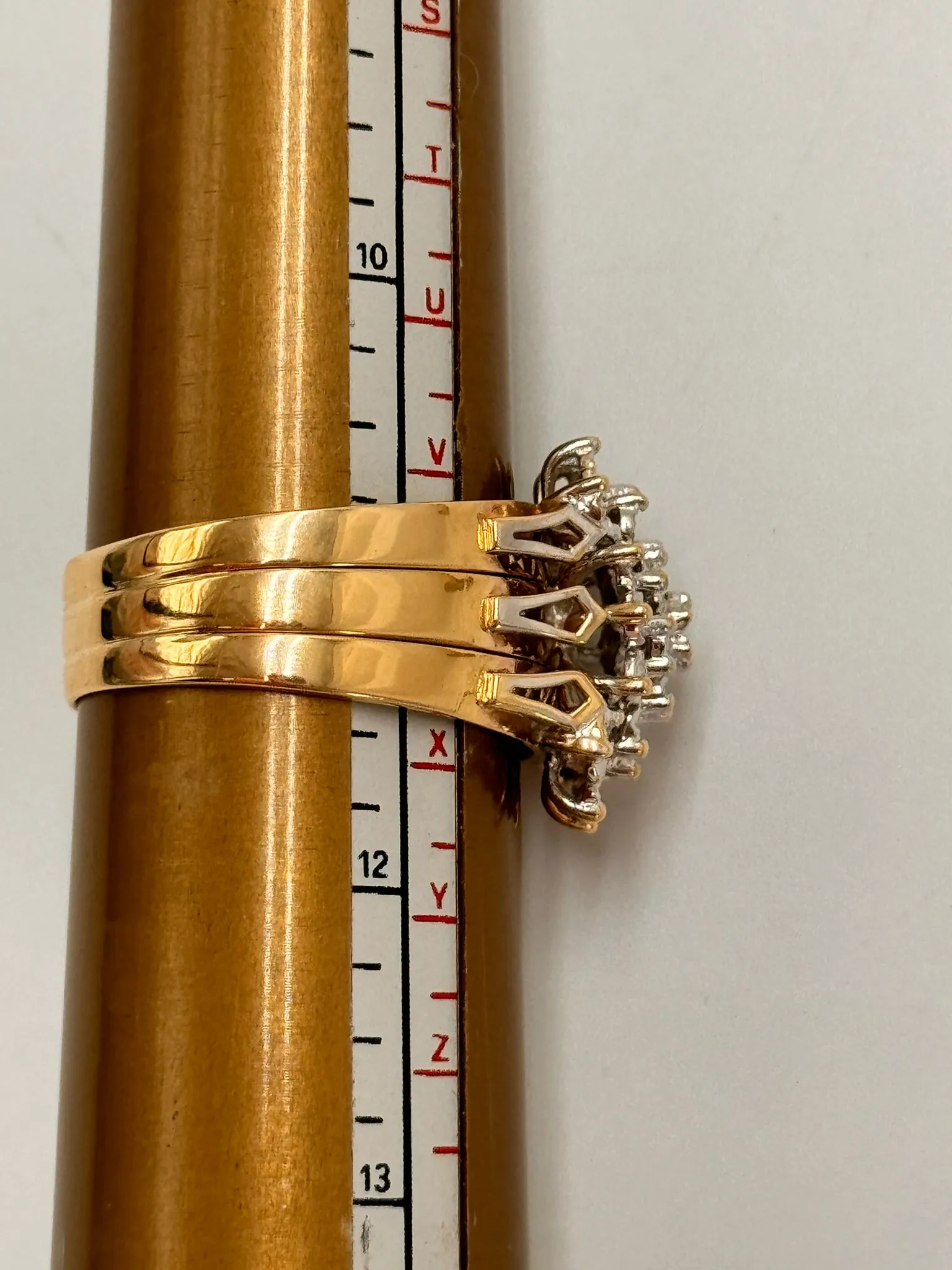 Stunning Yellow & White Gold Diamond Wedding Ring Set - Triple Band Ilusion