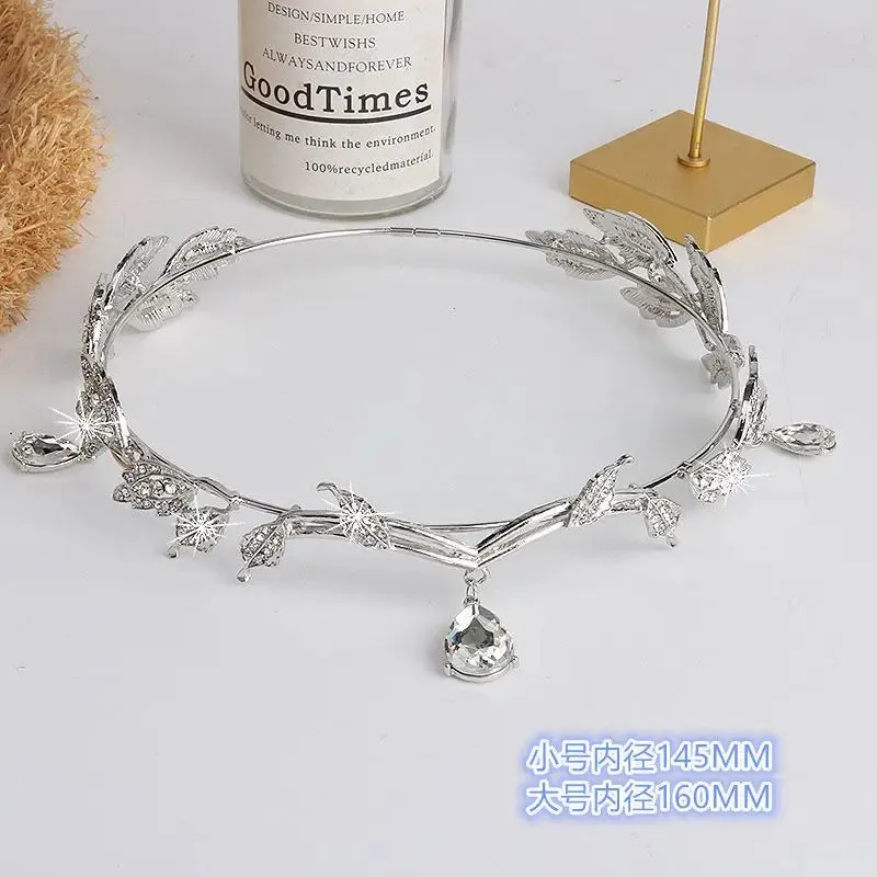TAVIMART  -  Crown Leaves Waterdrop Tiara Wedding Accessories Ladies Artificial Rhinestone Party Princess Elf Tiara Accessories
