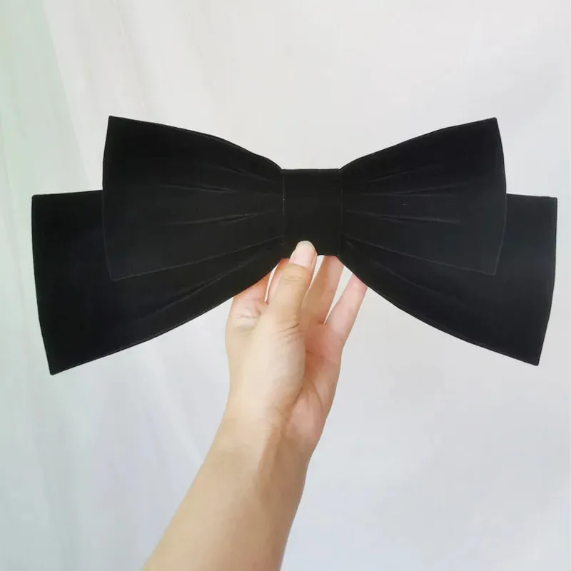 TAVIMART  -  Miss high-end oversized bow headwear hairpin black velvet face small back head hair accessories female