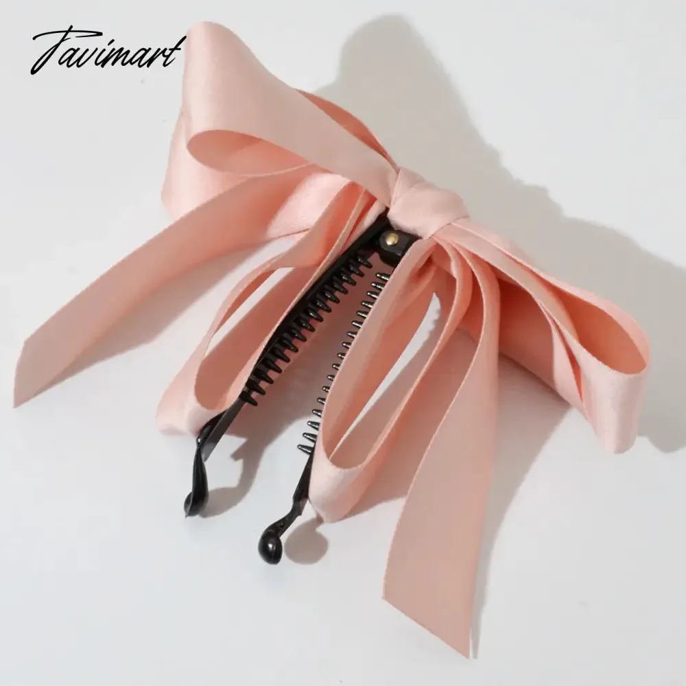 Tavimart New Banana Clip Bow Hair Clips for Women Girls Back Head Double Layer Hairpin Horsetail clip Fashion Hair Accessories