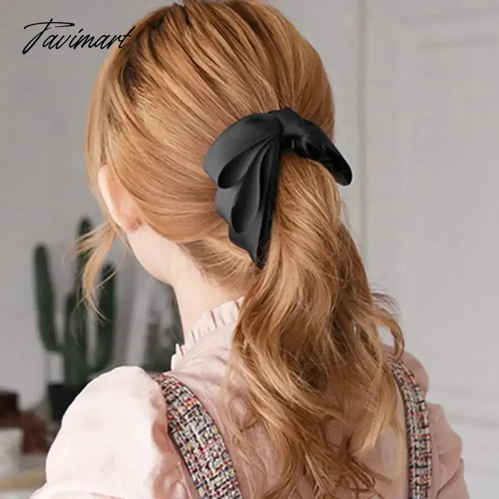 Tavimart New Banana Clip Bow Hair Clips for Women Girls Back Head Double Layer Hairpin Horsetail clip Fashion Hair Accessories
