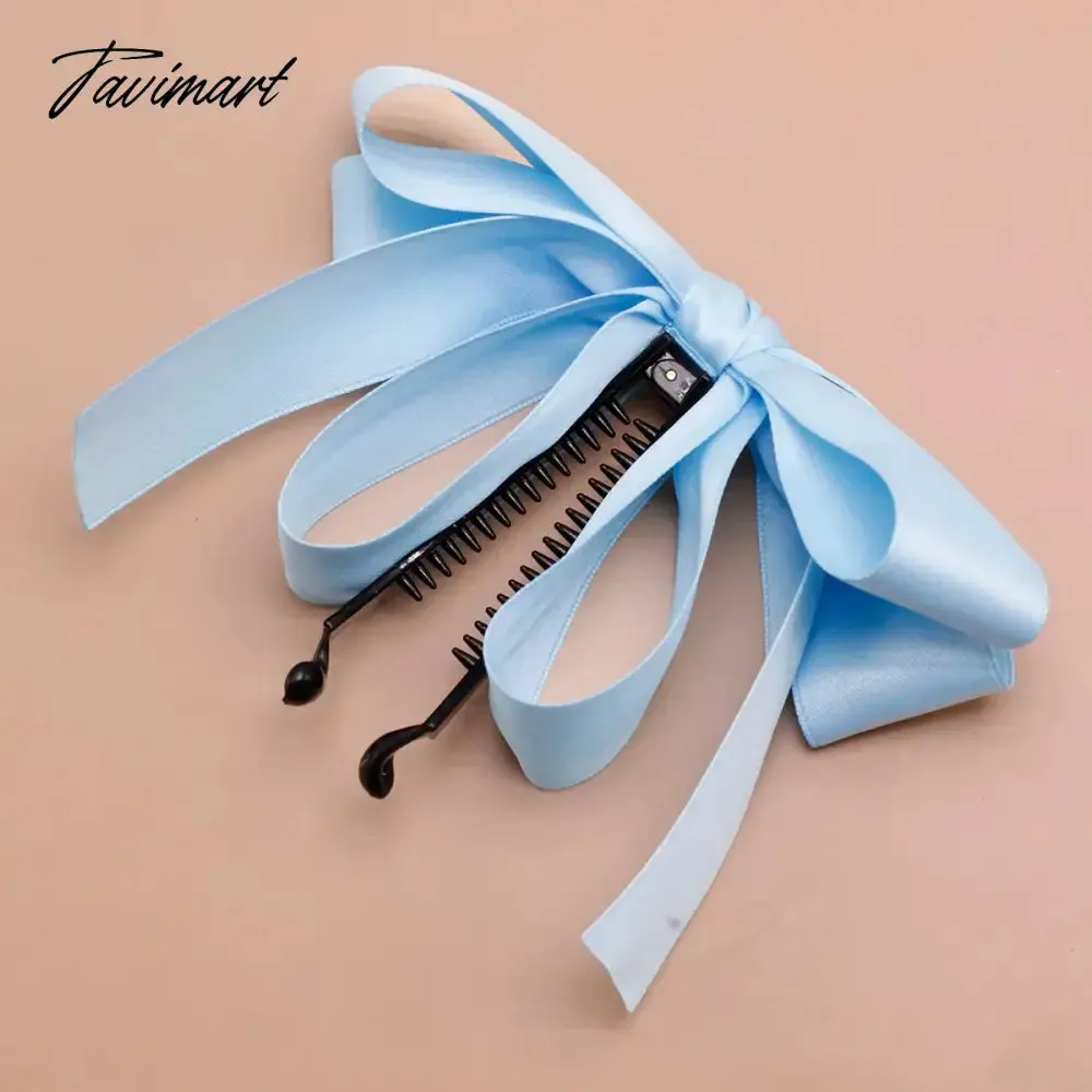 Tavimart New Banana Clip Bow Hair Clips for Women Girls Back Head Double Layer Hairpin Horsetail clip Fashion Hair Accessories