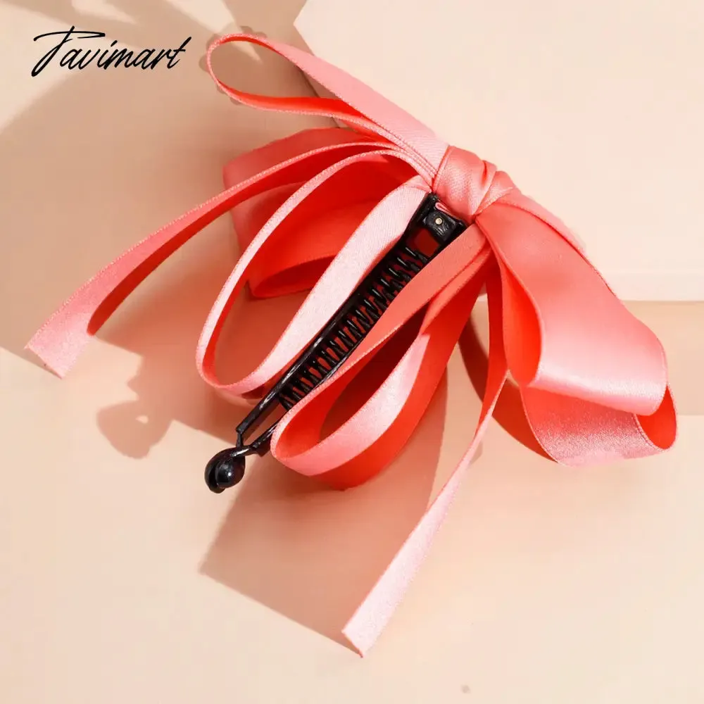 Tavimart New Banana Clip Bow Hair Clips for Women Girls Back Head Double Layer Hairpin Horsetail clip Fashion Hair Accessories