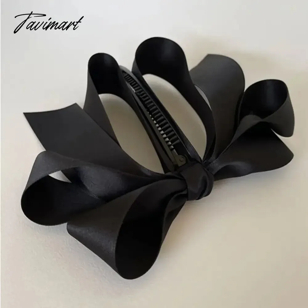 Tavimart New Banana Clip Bow Hair Clips for Women Girls Back Head Double Layer Hairpin Horsetail clip Fashion Hair Accessories