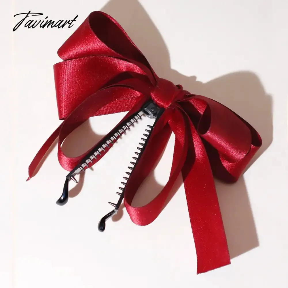 Tavimart New Banana Clip Bow Hair Clips for Women Girls Back Head Double Layer Hairpin Horsetail clip Fashion Hair Accessories