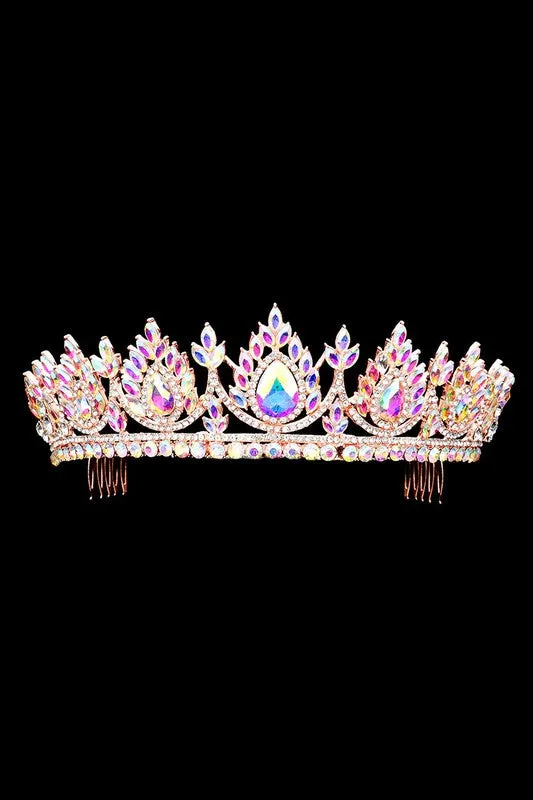 Teardrop Marquise Stone Cluster Princess Tiara