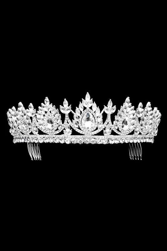 Teardrop Marquise Stone Cluster Princess Tiara