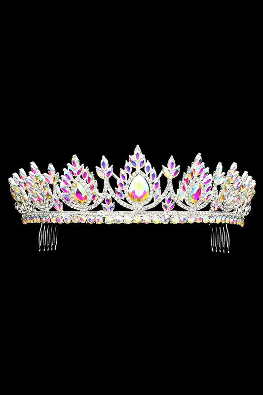 Teardrop Marquise Stone Cluster Princess Tiara