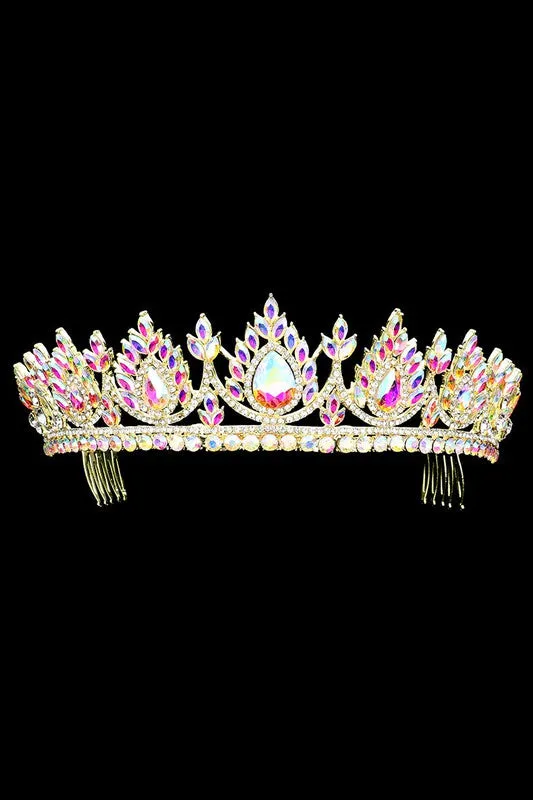 Teardrop Marquise Stone Cluster Princess Tiara