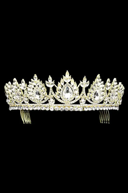 Teardrop Marquise Stone Cluster Princess Tiara