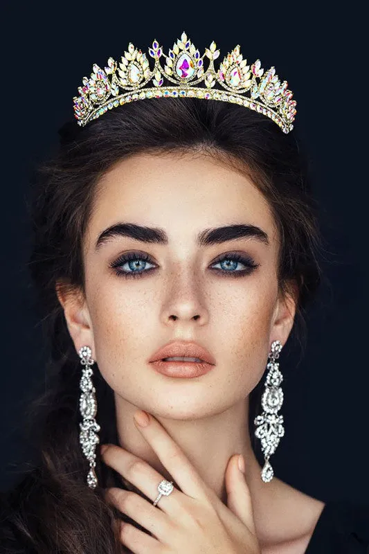 Teardrop Marquise Stone Cluster Princess Tiara
