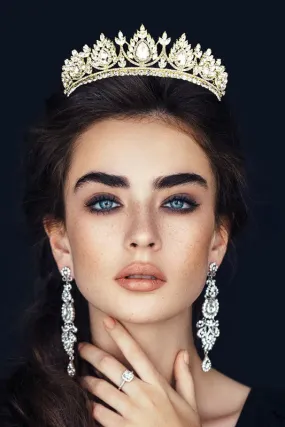 Teardrop Marquise Stone Cluster Princess Tiara