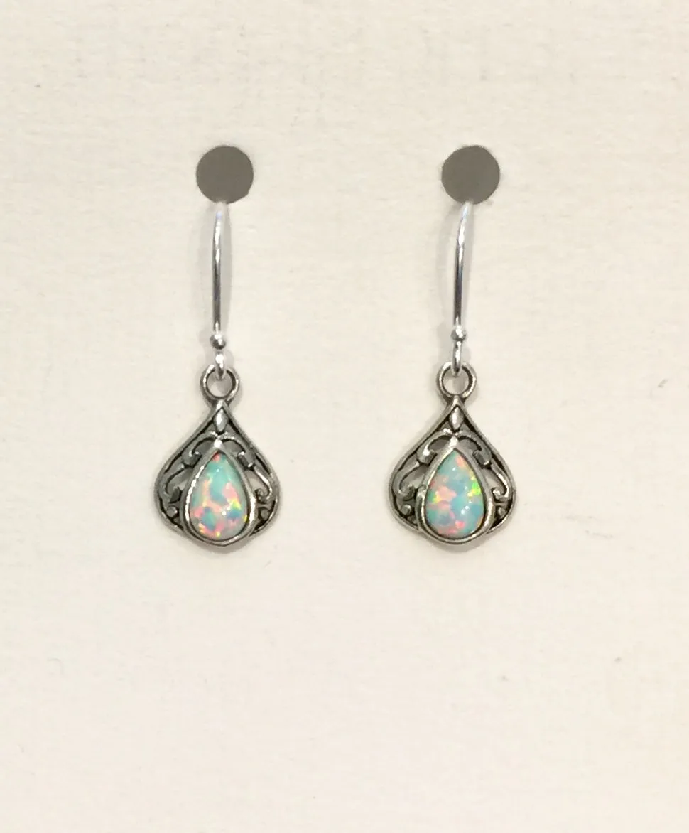 Teardrop White Opaline Earrings