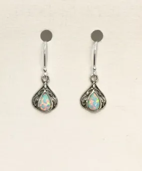 Teardrop White Opaline Earrings
