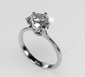 Temila Round Solitaire Engagement Ring |  2ct | Sterling Silver