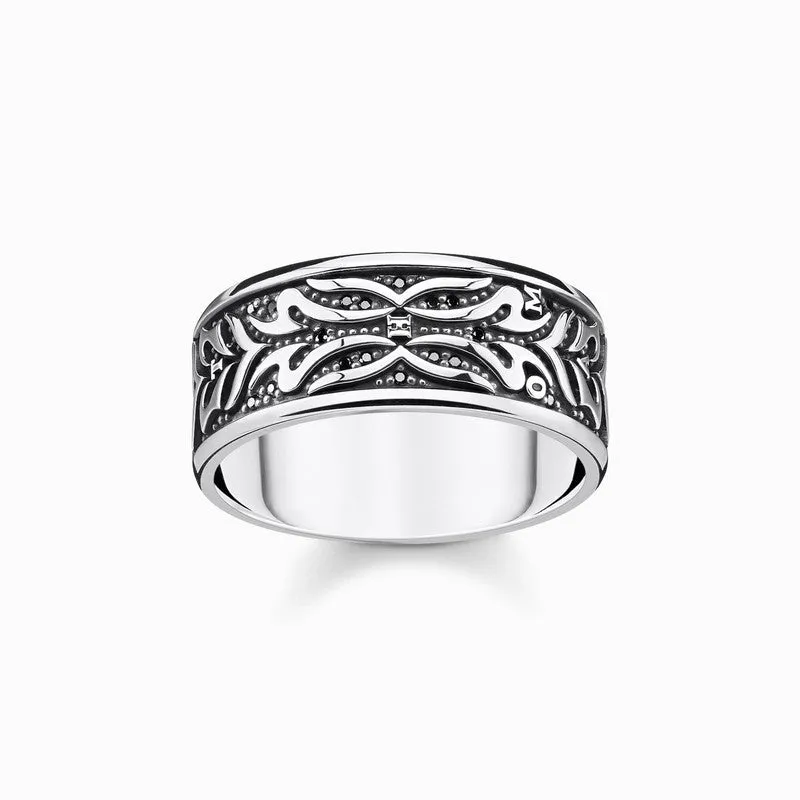 Thomas Sabo Ring - Tiger Patterned - Blackened Silver
