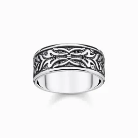 Thomas Sabo Ring - Tiger Patterned - Blackened Silver