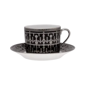 Tiara Black & Platinum Cappuccino Cup & Saucer