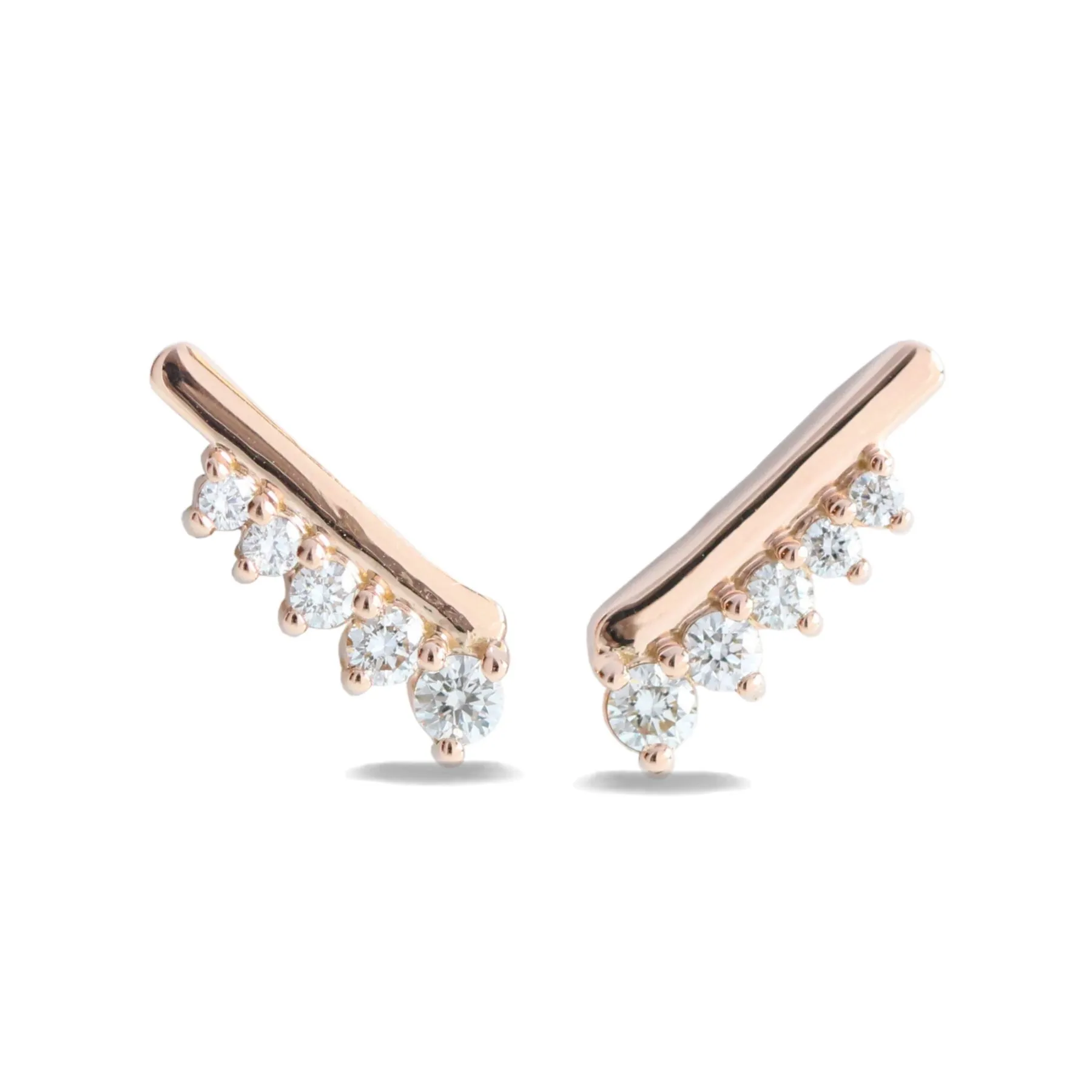 Tiara Diamond Crawler Earrings in 14k Gold 5 Stone Earrings Studs
