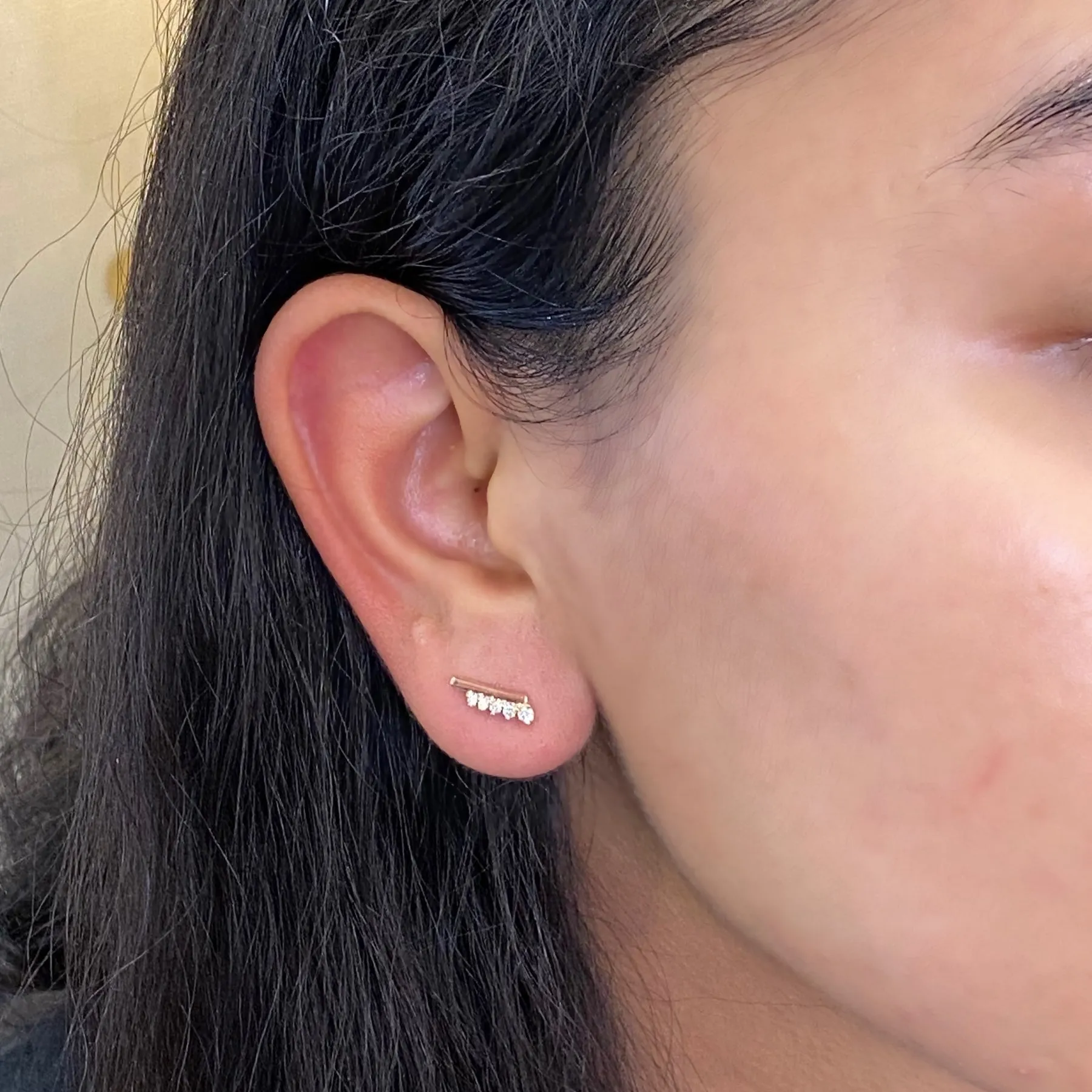 Tiara Diamond Crawler Earrings in 14k Gold 5 Stone Earrings Studs