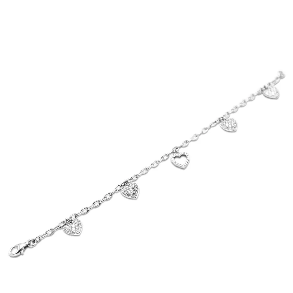 Tiffany & Co. Platinum Diamond Set Multi Heart Charm Bracelet
