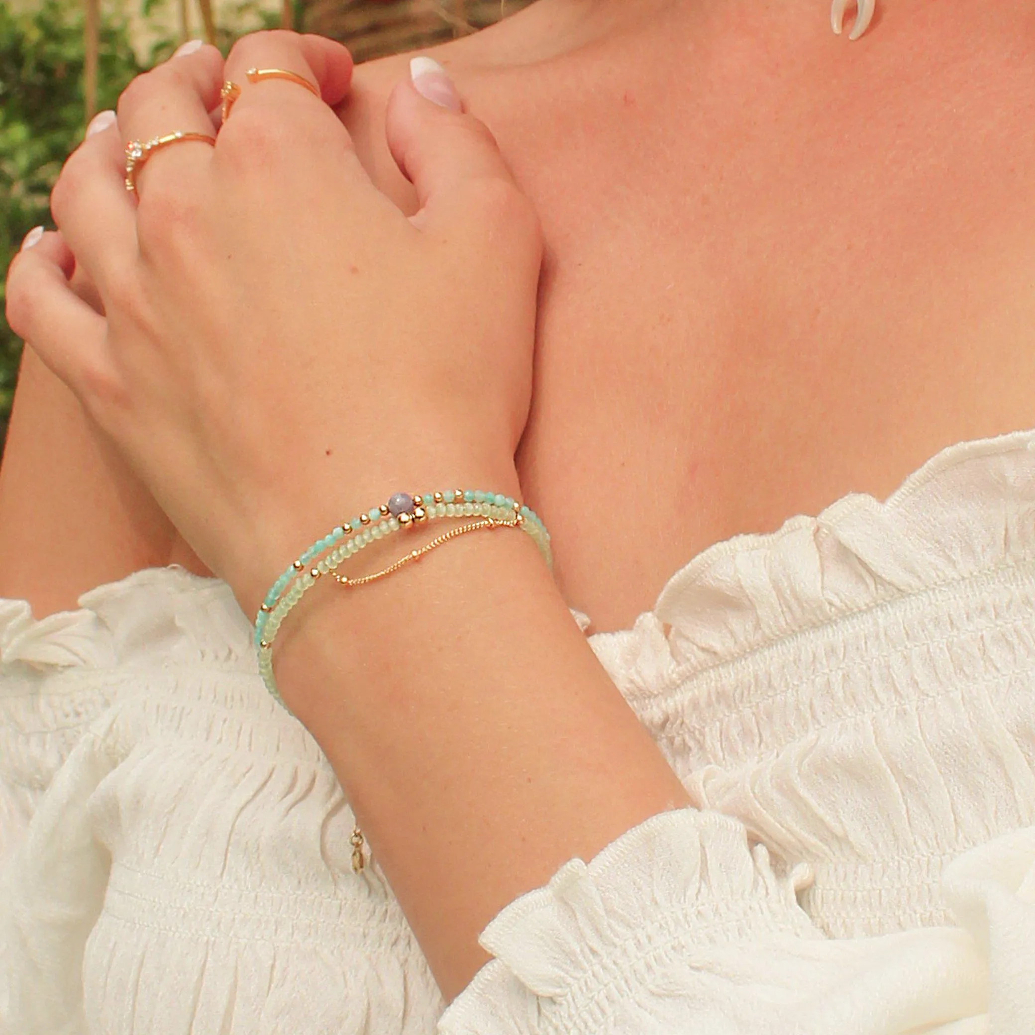 Tiny Amazonite & Tanzanite Bracelet