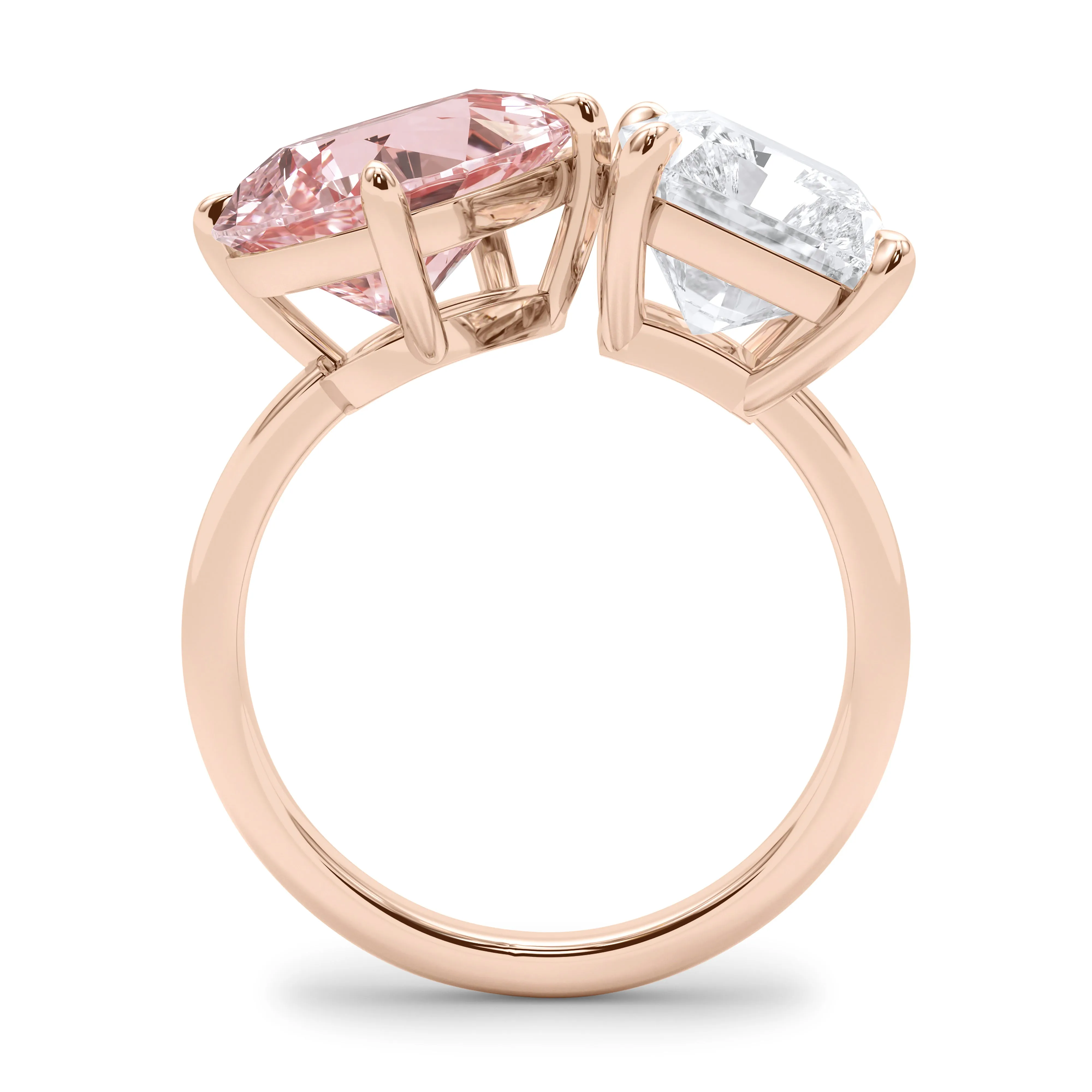 Toi Et Moi Pear And Radiant Pink And White Diamond Ring