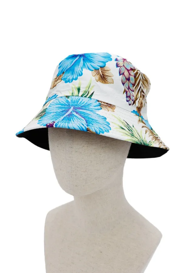 Tropical Hibiscus Floral Cotton Bucket Hat