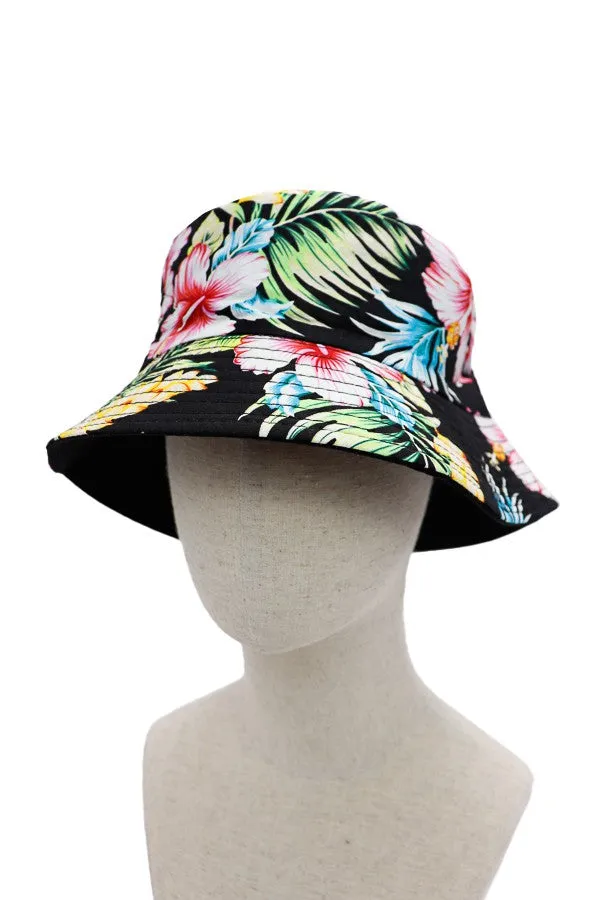 Tropical Hibiscus Floral Cotton Bucket Hat