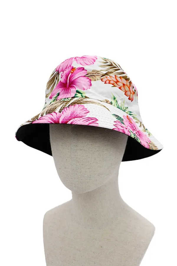 Tropical Hibiscus Floral Cotton Bucket Hat