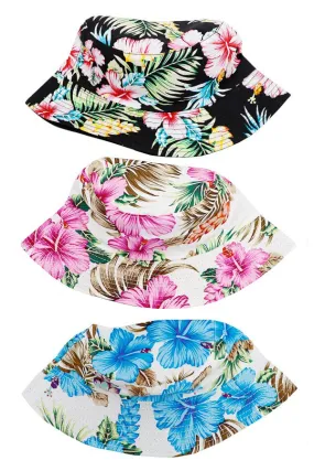 Tropical Hibiscus Floral Cotton Bucket Hat
