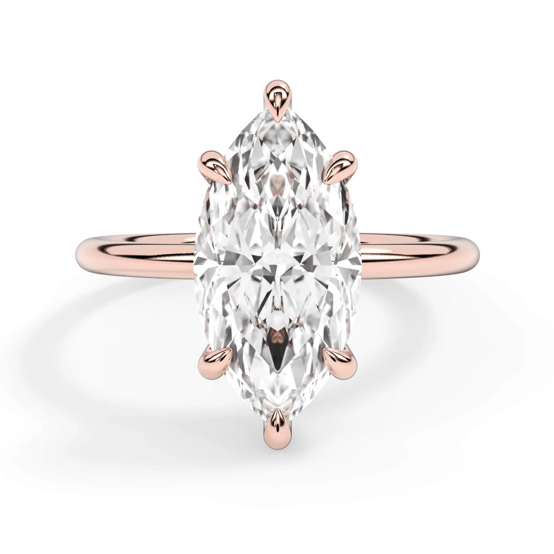 Two-Tone Basket Style Solitaire Engagement Ring - Rose Gold Head