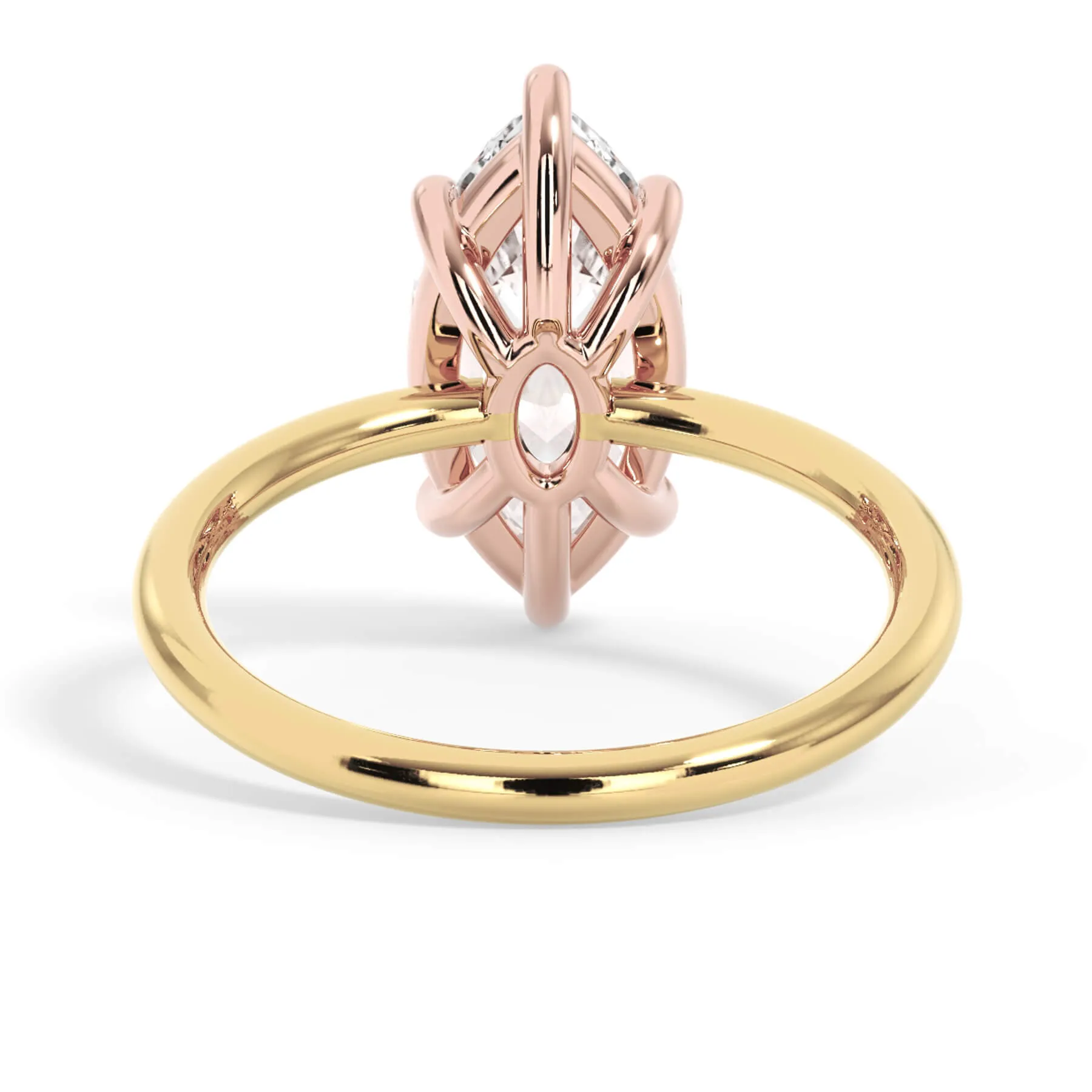 Two-Tone Basket Style Solitaire Engagement Ring - Rose Gold Head