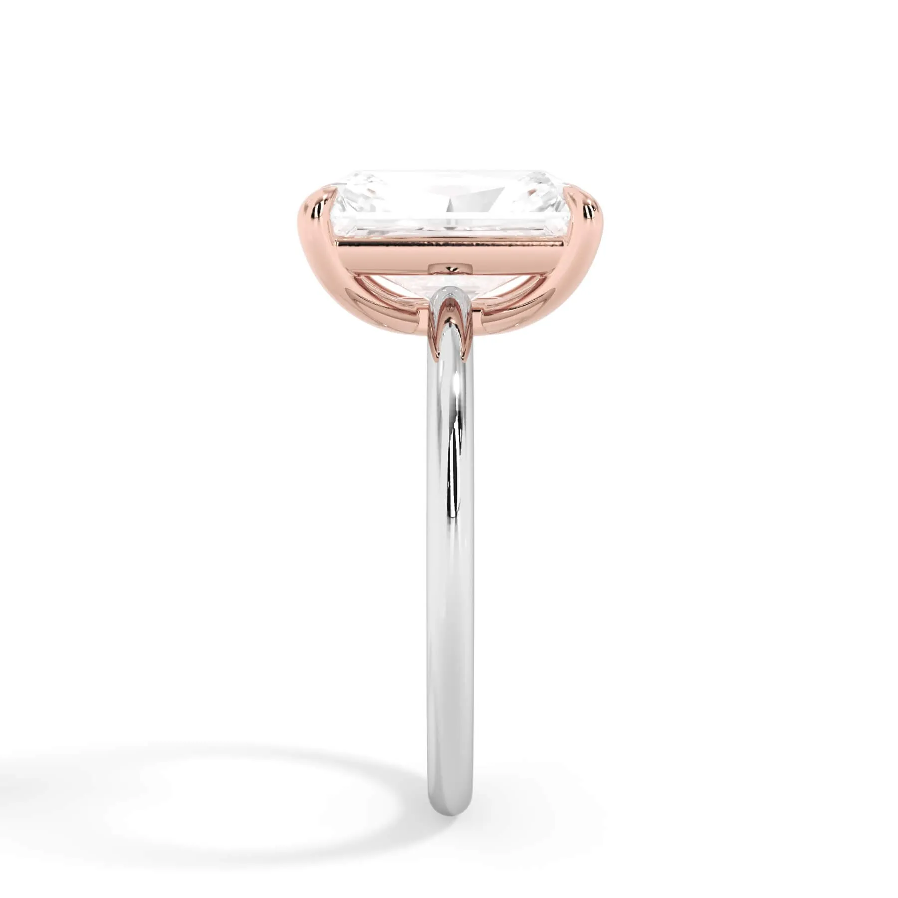 Two-Tone Basket Style Solitaire Engagement Ring - Rose Gold Head