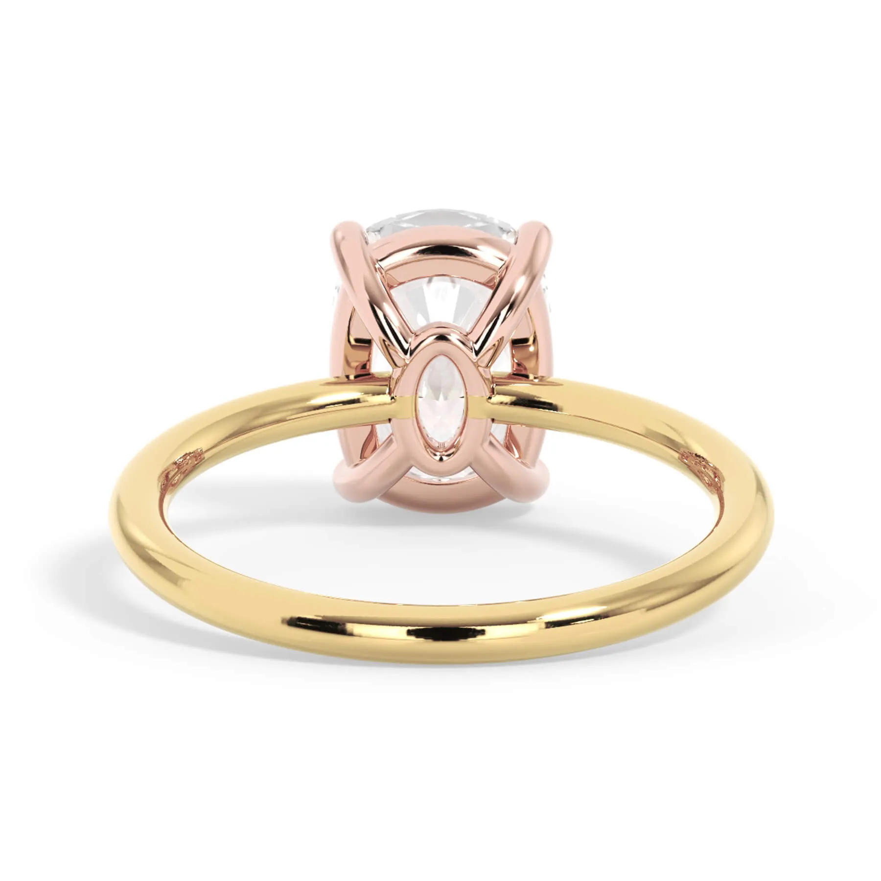 Two-Tone Basket Style Solitaire Engagement Ring - Rose Gold Head