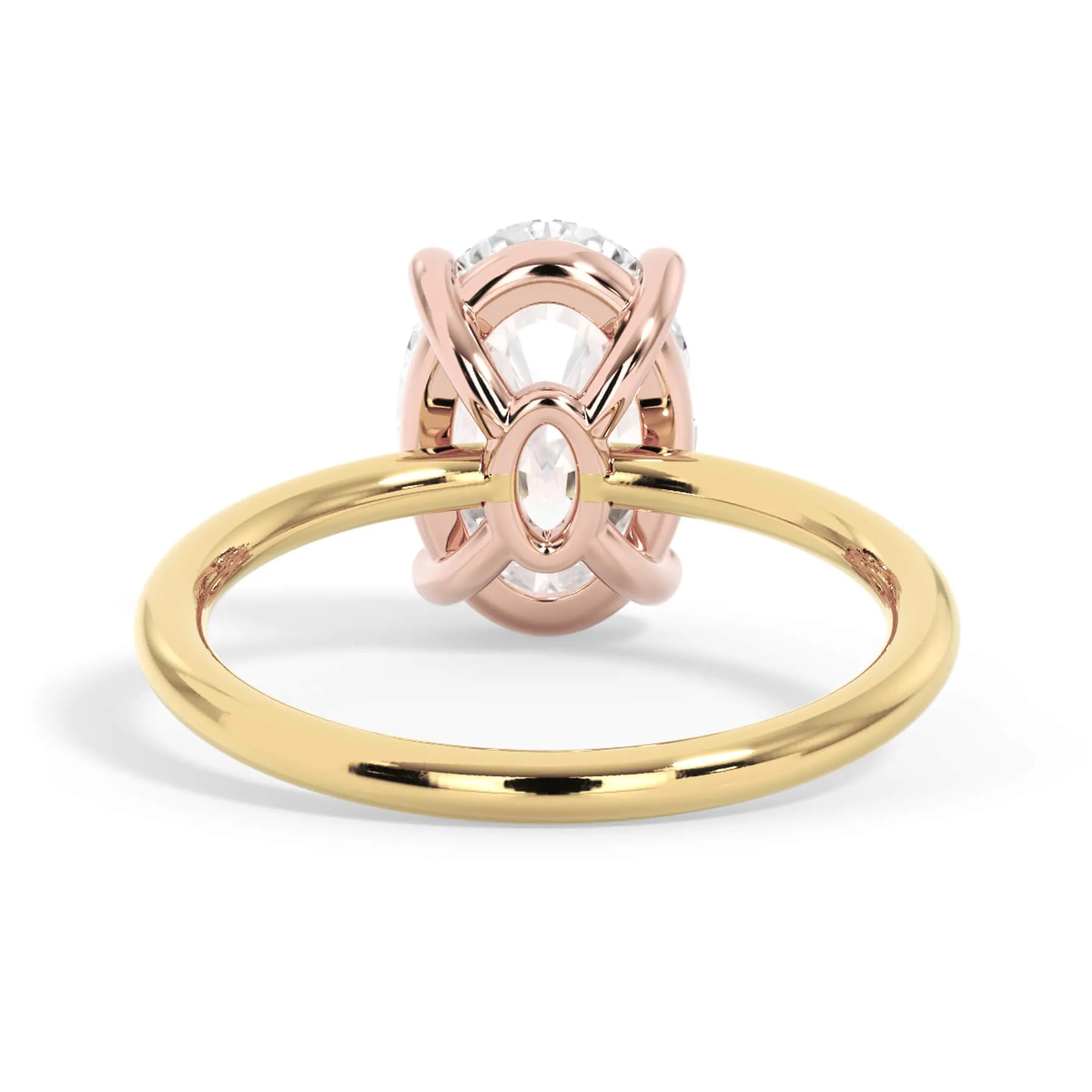 Two-Tone Basket Style Solitaire Engagement Ring - Rose Gold Head