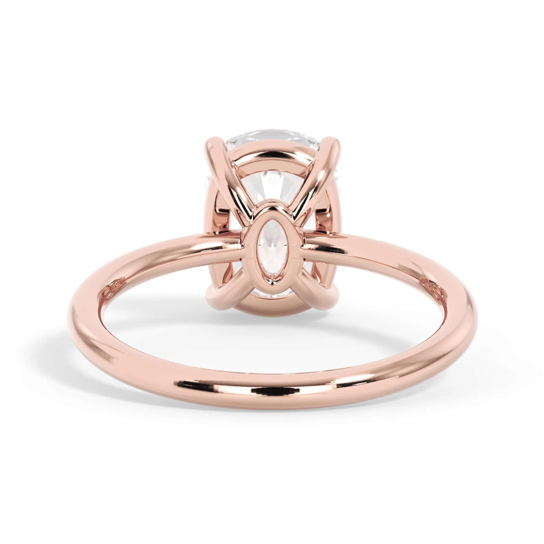 Two-Tone Basket Style Solitaire Engagement Ring - Rose Gold Head