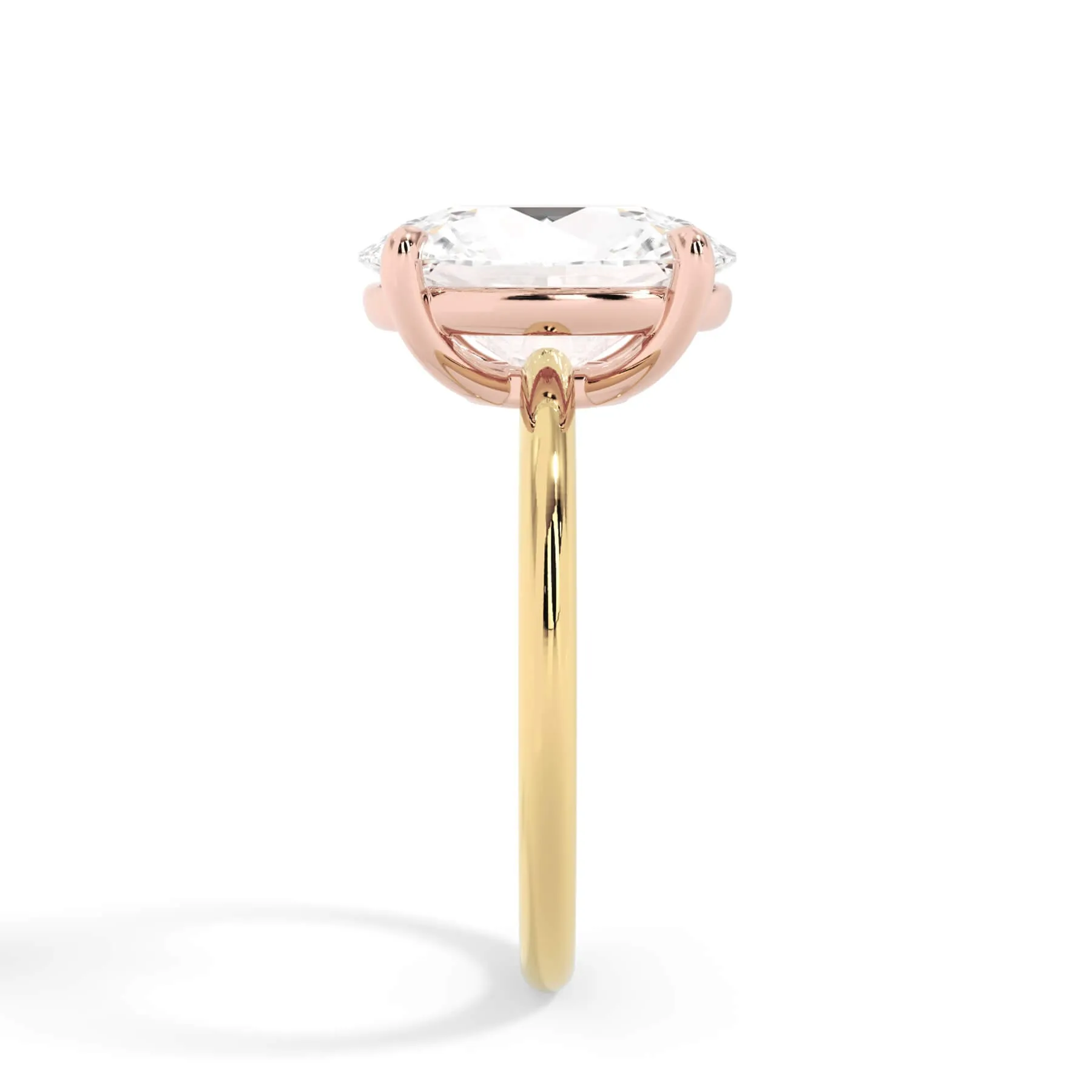 Two-Tone Basket Style Solitaire Engagement Ring - Rose Gold Head